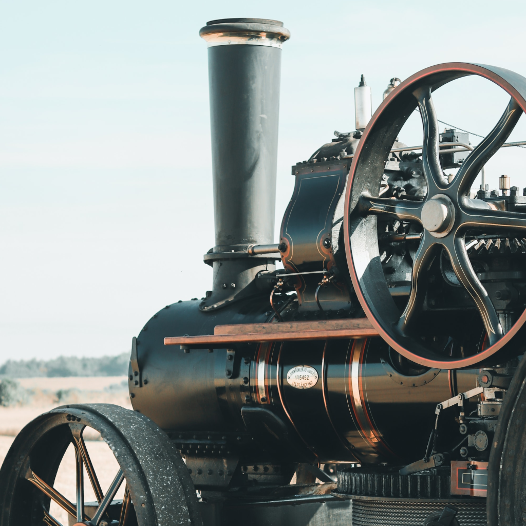Deborah Benson - Garvie Threshing Machine. A detail from an image of a vintage Traction Engine.